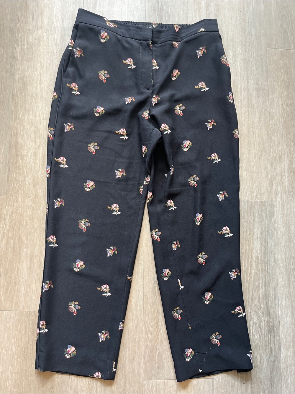 Ann Taylor Black Floral Print Pants